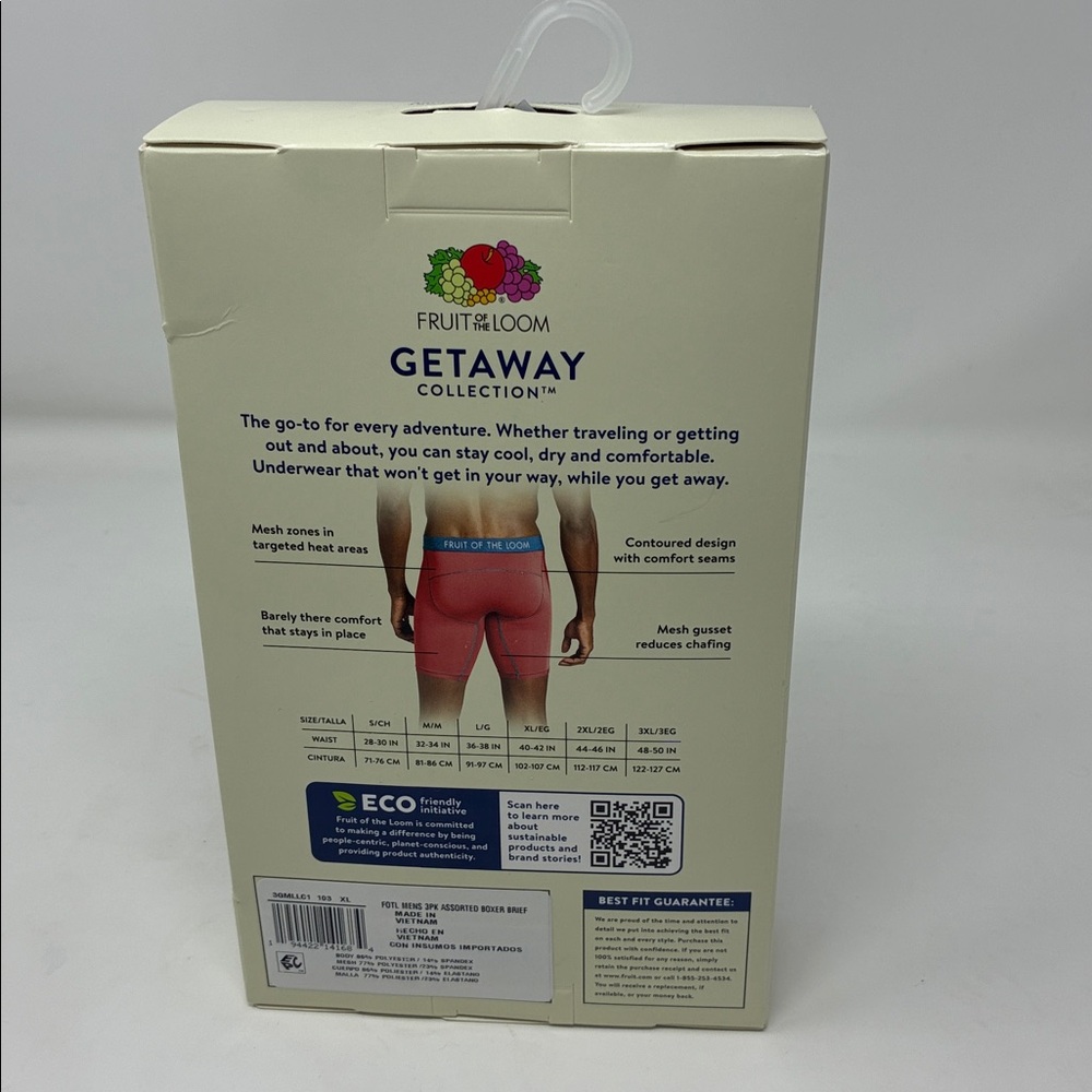 Fruit of the Loom Men's Getaway Breathable Long Leg Boxer Brief - Size S, M, XL - Picture 5 of 7